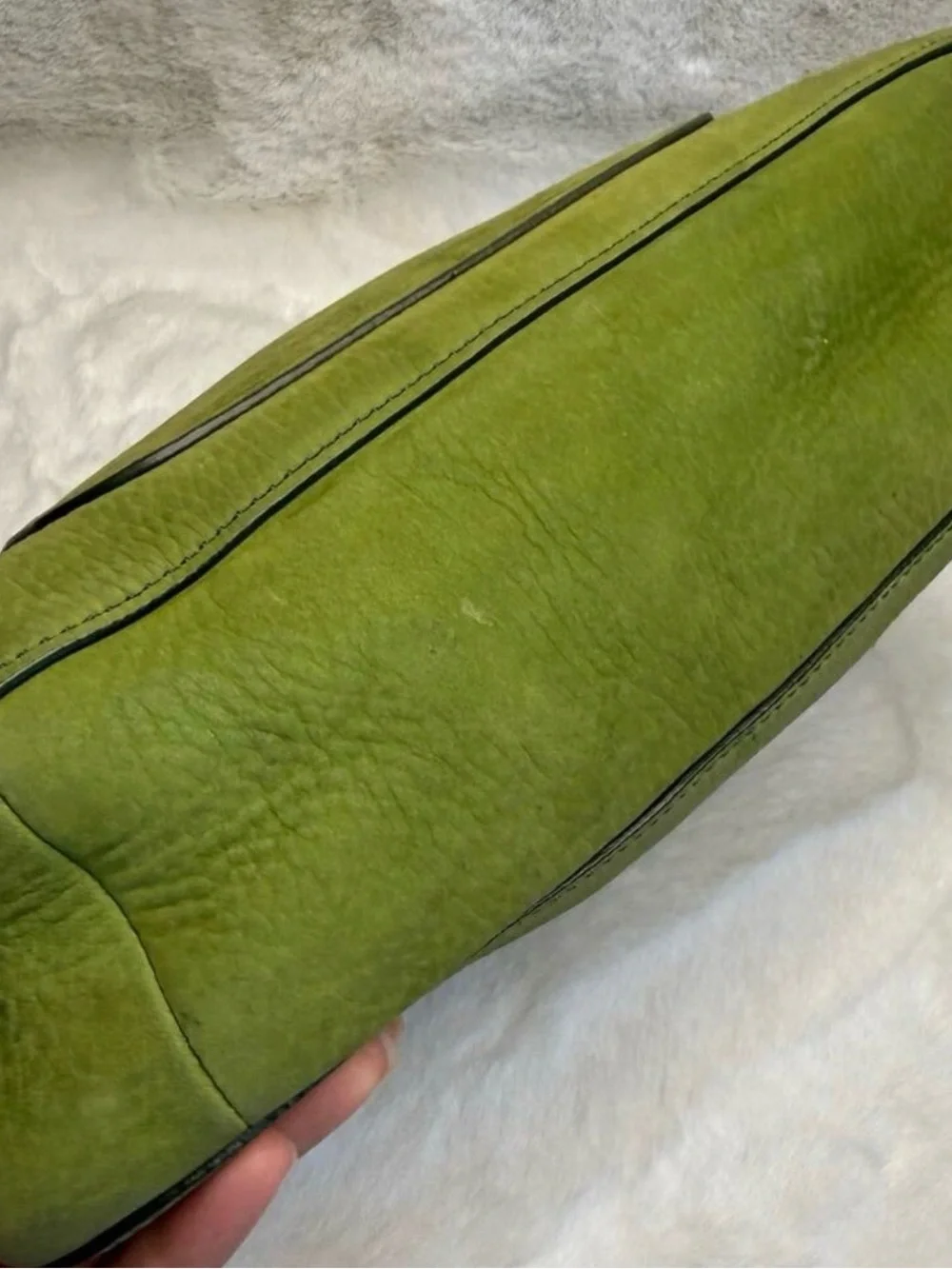 RARE y2k COACH 8A54 Chelsea Hobo Turnlock Nubuc Green Shoulder Bag